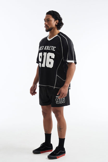 HDEX Baju Korea Olahraga 916 Giant Fit Mesh Short Sleeve Black Pria Fitness