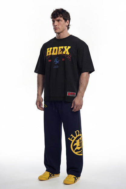 HDEX Baju Korea Olahraga Overlay Giant Fit Black Pria Fitness