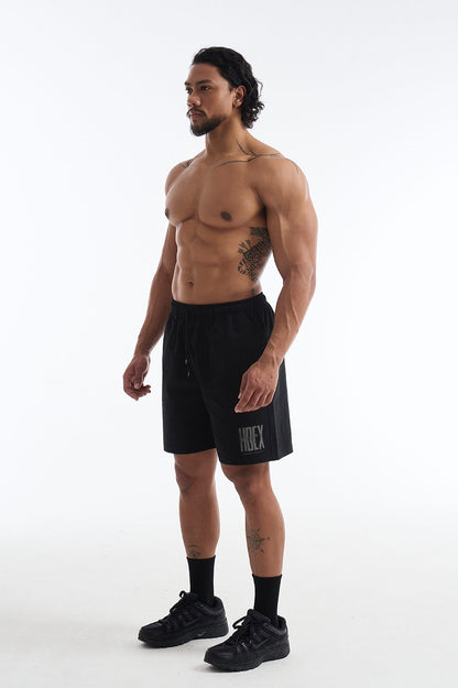 HDEX Celana Korea Olahraga Crack Printed Shorts Black Pria Fitness