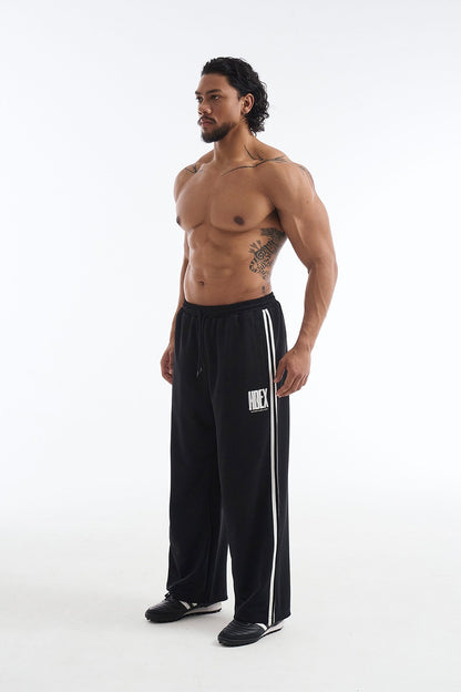 HDEX Celana Korea Olahraga Crack Printed Track Pants Black Pria Fitness