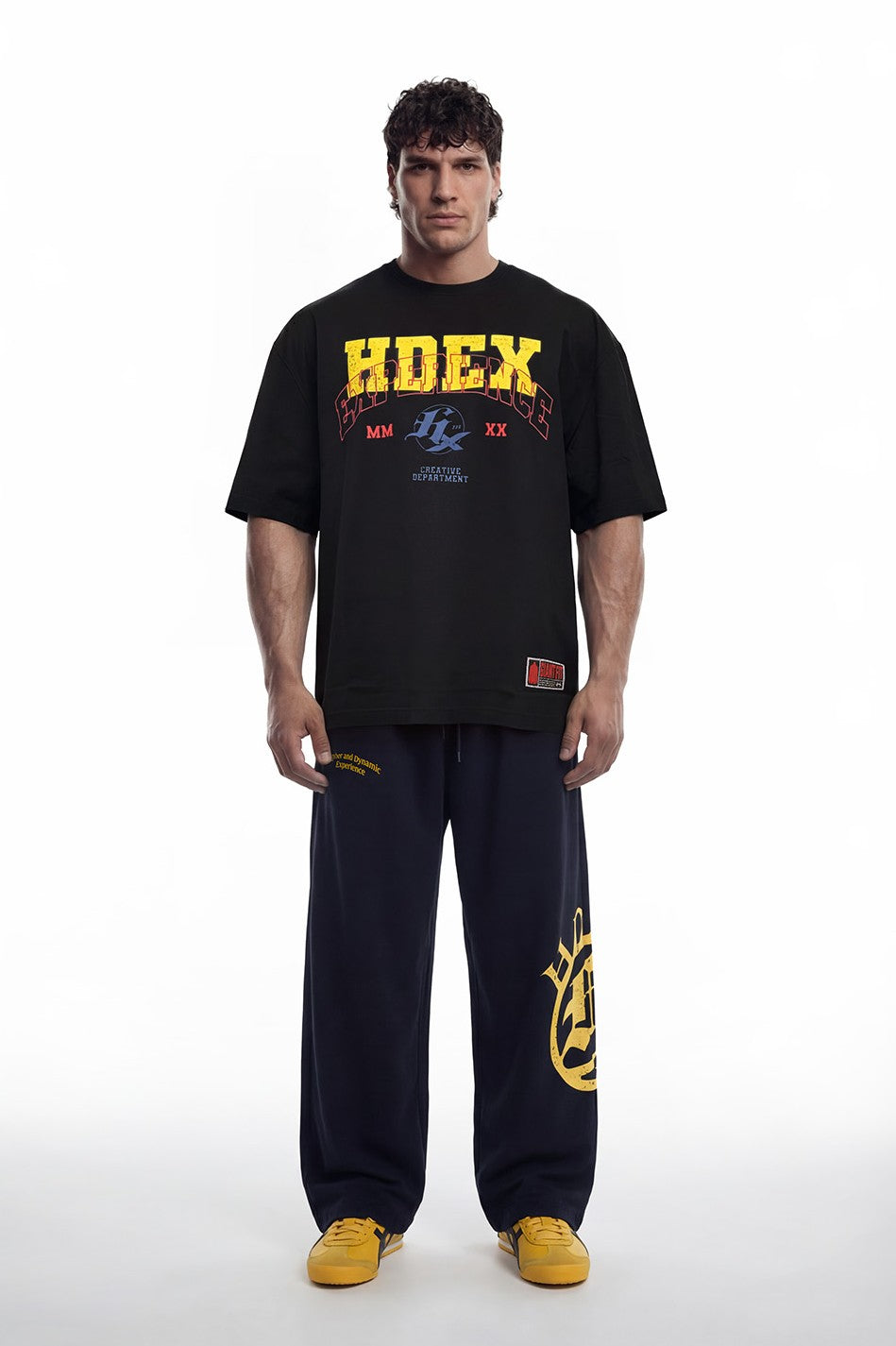 HDEX Baju Korea Olahraga Overlay Giant Fit Black Pria Fitness
