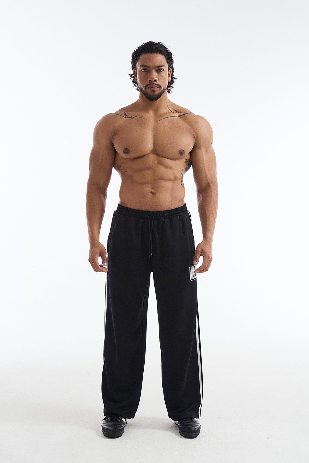 HDEX Celana Korea Olahraga Crack Printed Track Pants Black Pria Fitness