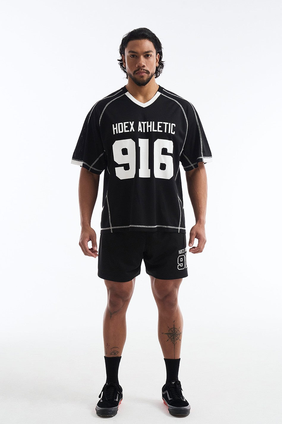 HDEX Baju Korea Olahraga 916 Giant Fit Mesh Short Sleeve Black Pria Fitness