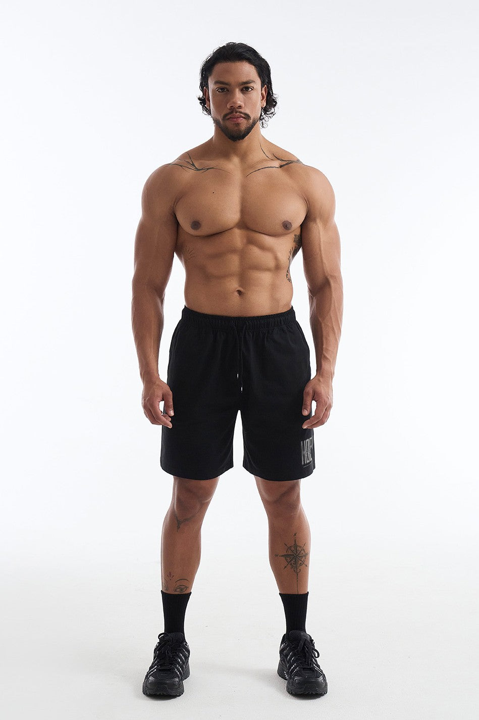 HDEX Celana Korea Olahraga Crack Printed Shorts Black Pria Fitness