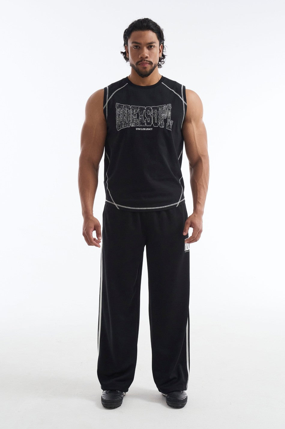 HDEX Baju Korea Olahraga Mega Wide Sleeveless Black Pria Fitness