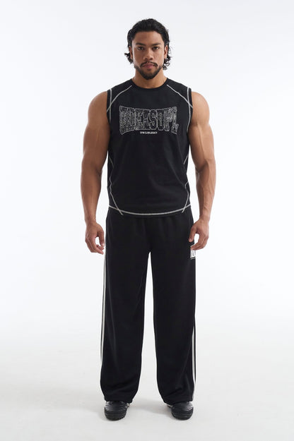 HDEX Baju Korea Olahraga Mega Wide Sleeveless Black Pria Fitness