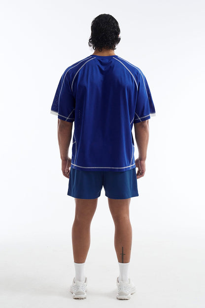 HDEX Baju Korea Olahraga 916 Giant Fit Mesh Short Sleeve Blue Pria Fitness