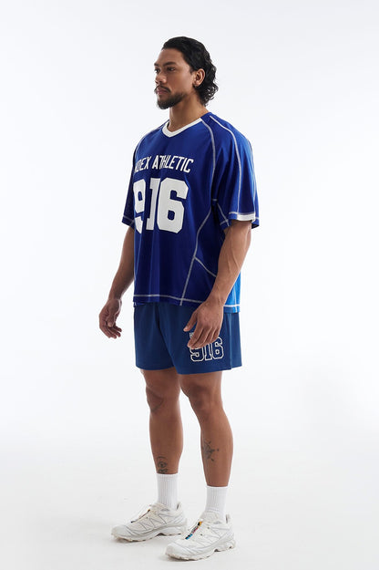 HDEX Baju Korea Olahraga 916 Giant Fit Mesh Short Sleeve Blue Pria Fitness