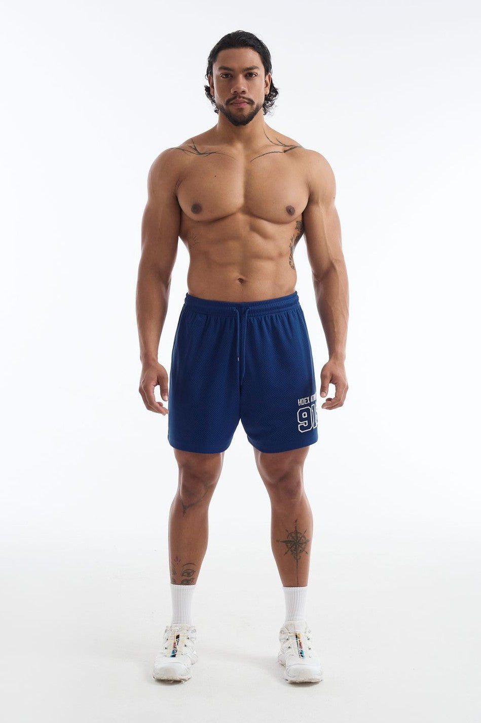 HDEX Celana Korea Olahraga 916 Solid Mesh Shorts Blue Pria Fitness