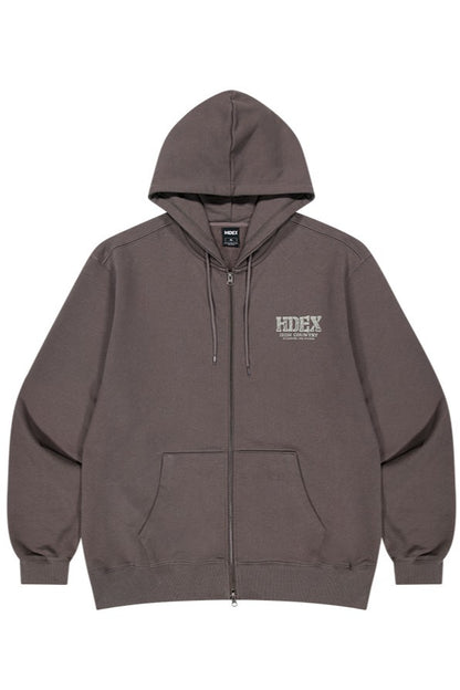 HDEX Baju Korea Olahraga Core Back Logo Hoodie Zip-up Smoky Brown Jaket Pria fitness