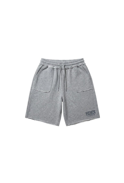 HDEX Celana Korea Olahraga Core Cut-Off Bermuda Sweat Shorts Melange Gray Pria Fitness