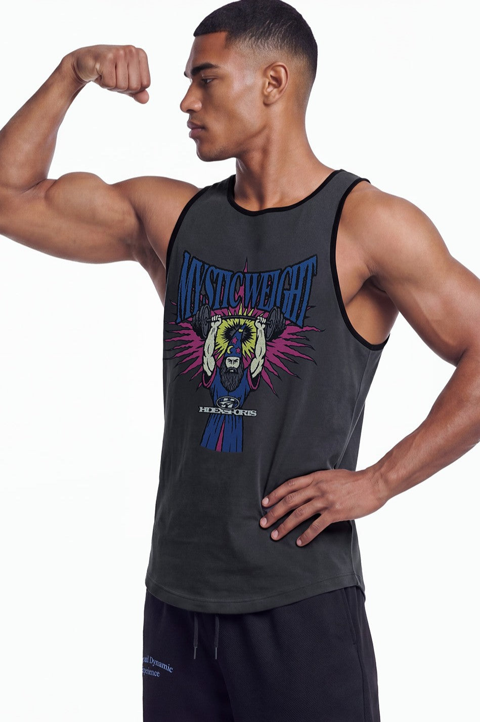 HDEX Baju Korea Olahraga Wizard Sleeveless Charcoal Pria Fitness