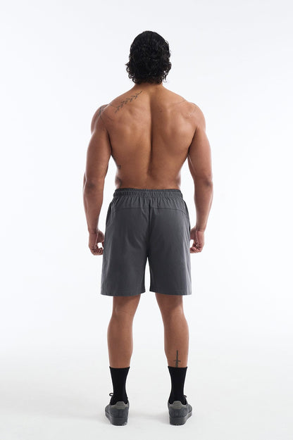 HDEX Celana Korea Olahraga Crack Printed Shorts Charcoal Pria Fitness