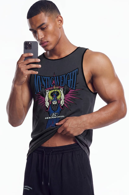 HDEX Baju Korea Olahraga Wizard Sleeveless Charcoal Pria Fitness