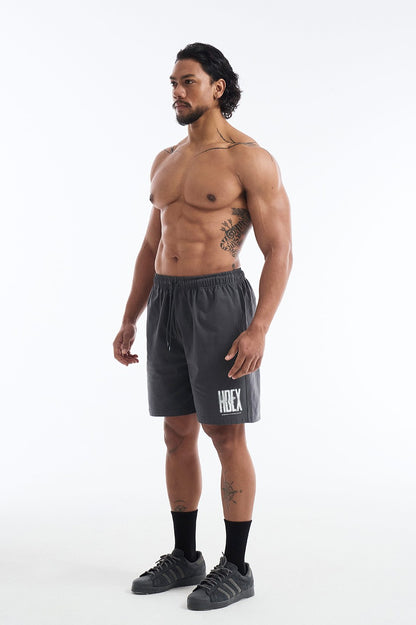 HDEX Celana Korea Olahraga Crack Printed Shorts Charcoal Pria Fitness