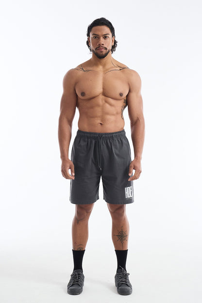 HDEX Celana Korea Olahraga Crack Printed Shorts Charcoal Pria Fitness