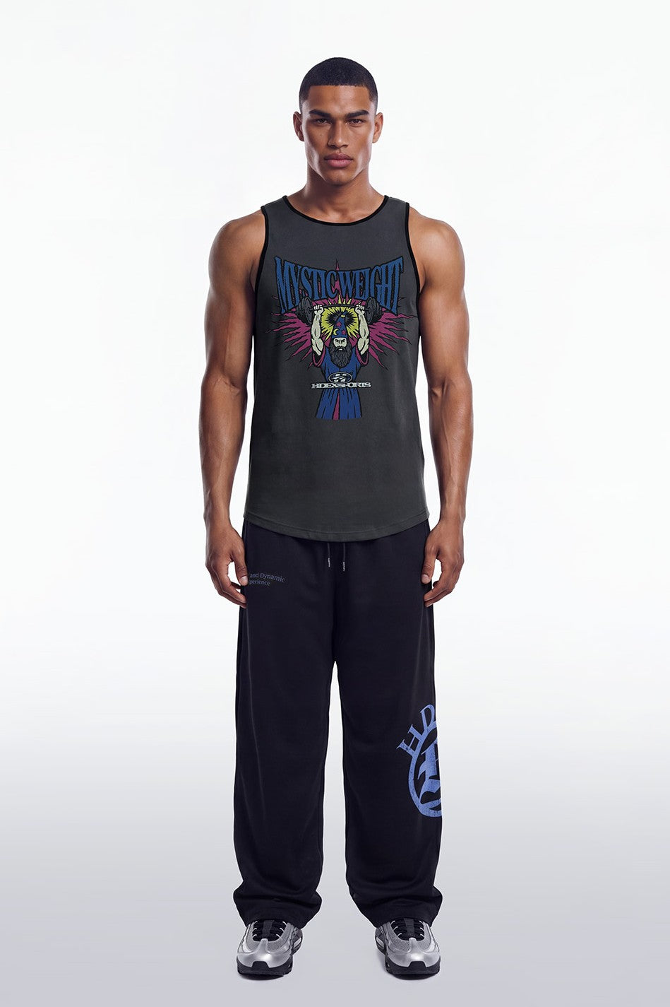 HDEX Baju Korea Olahraga Wizard Sleeveless Charcoal Pria Fitness