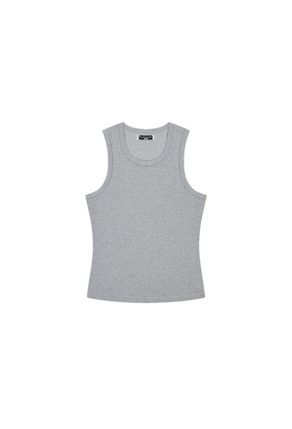 HDEX Baju Korea Olahraga Essential Ribbed Body Fit Tank Melange Gray Pria Fitness