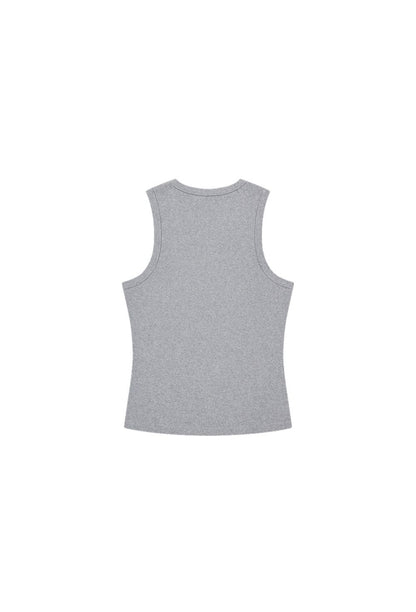 HDEX Baju Korea Olahraga Essential Ribbed Body Fit Tank Melange Gray Pria Fitness