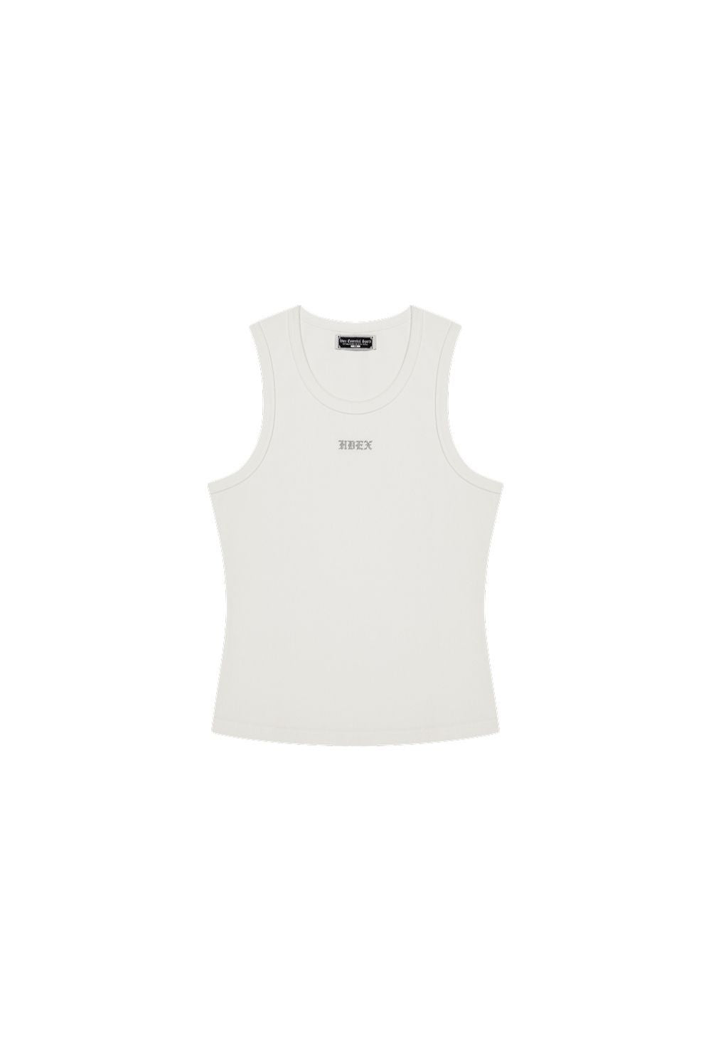 HDEX Baju Korea Olahraga Essential Ribbed Body Fit Tank White Pria Fitness