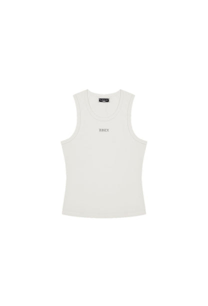 HDEX Baju Korea Olahraga Essential Ribbed Body Fit Tank White Pria Fitness