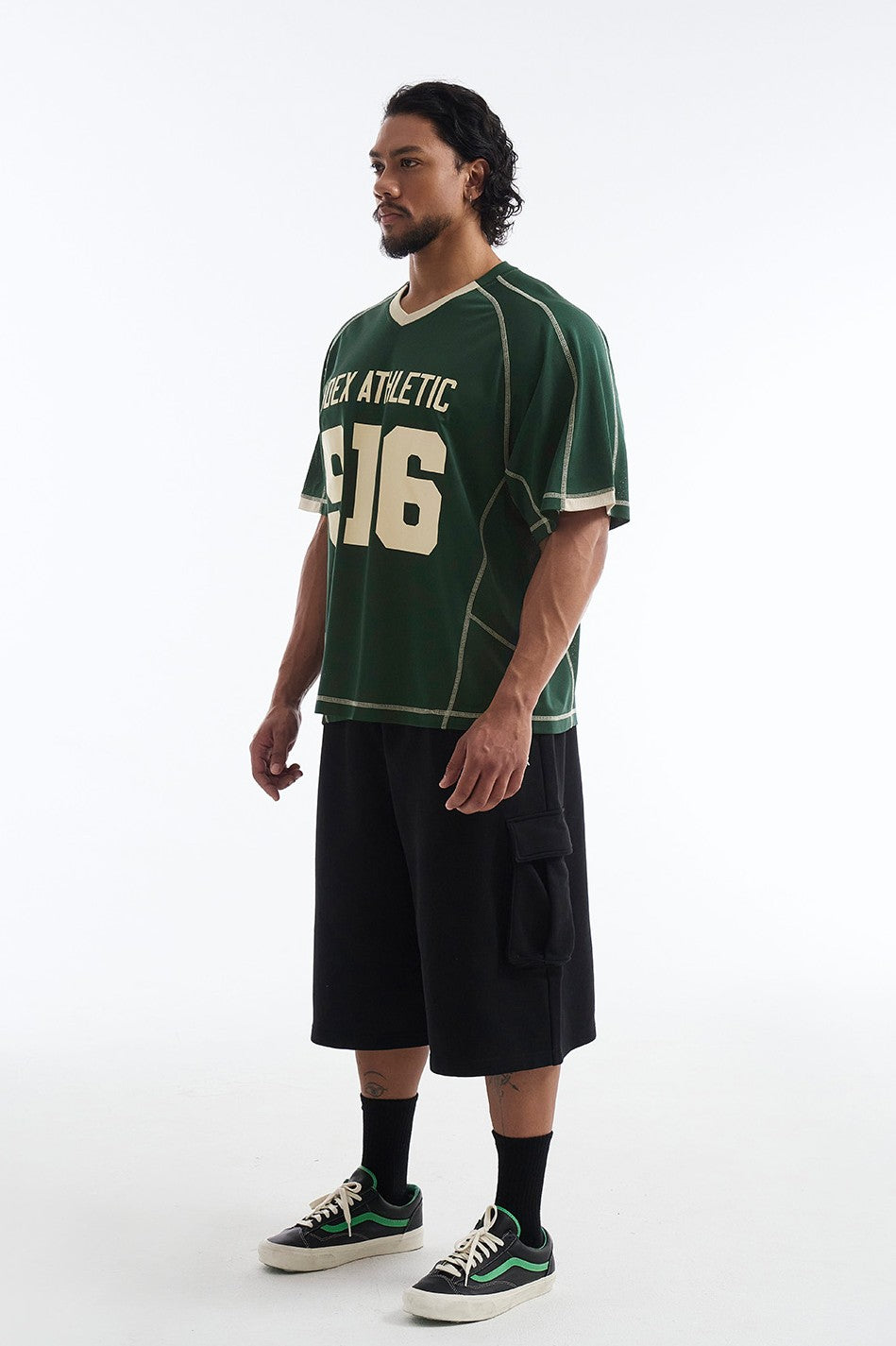 HDEX Baju Korea Olahraga 916 Giant Fit Mesh Short Sleeve Green Pria Fitness