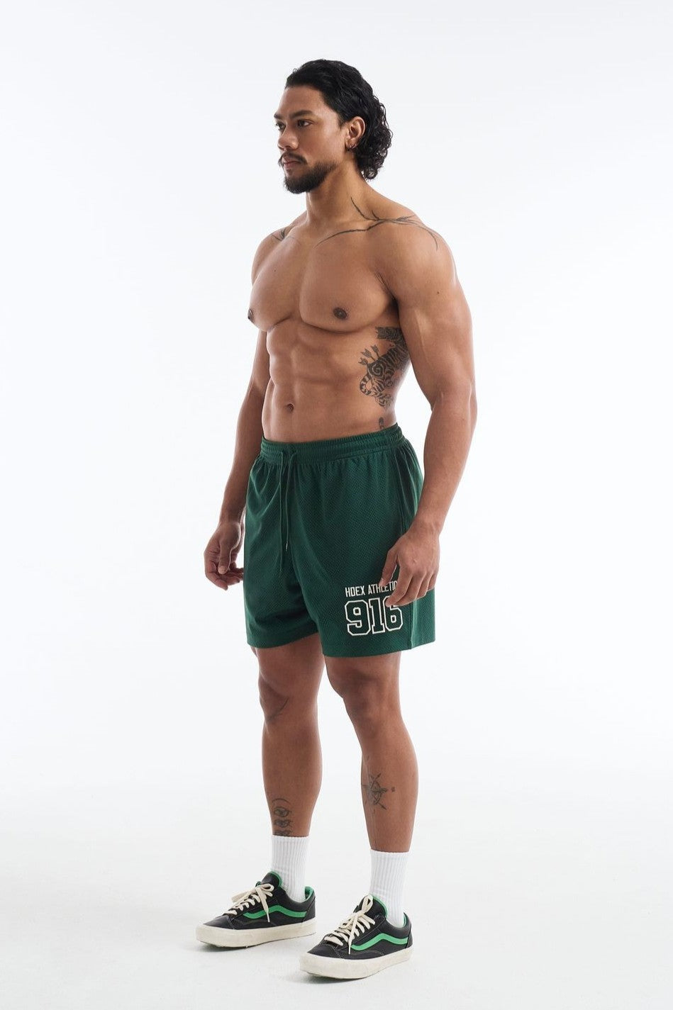 HDEX Celana Korea Olahraga 916 Solid Mesh Shorts Green Pria Fitness