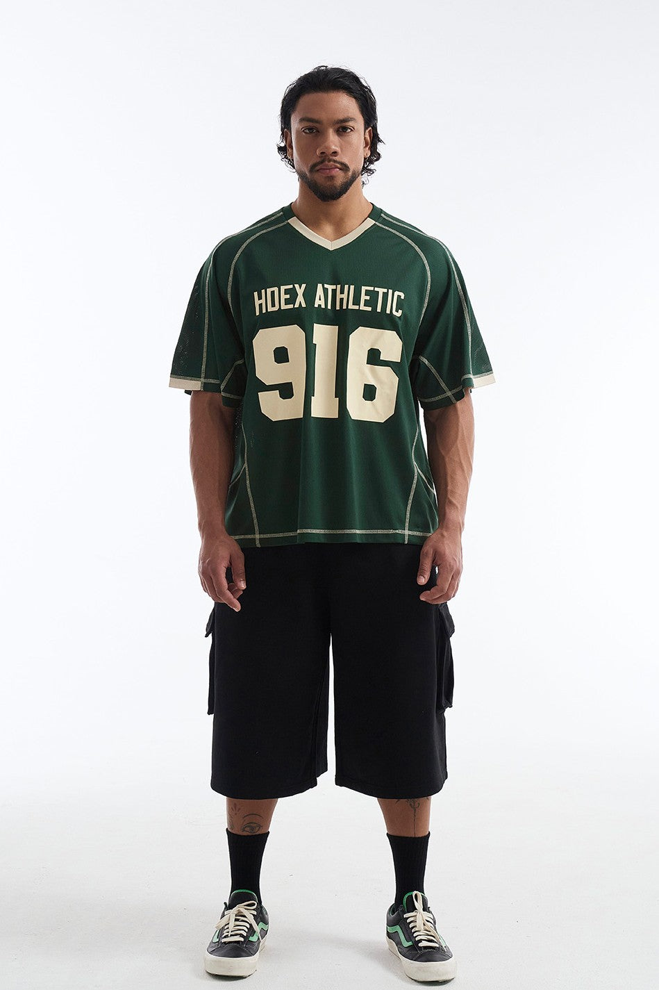 HDEX Baju Korea Olahraga 916 Giant Fit Mesh Short Sleeve Green Pria Fitness