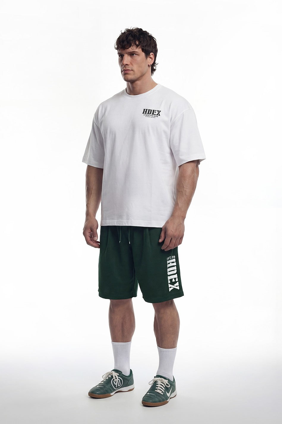 HDEX Celana Korea Olahraga Classic Pintuck Mesh Shorts Green Pria Fitness