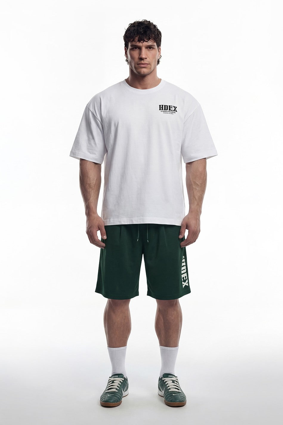 HDEX Celana Korea Olahraga Classic Pintuck Mesh Shorts Green Pria Fitness