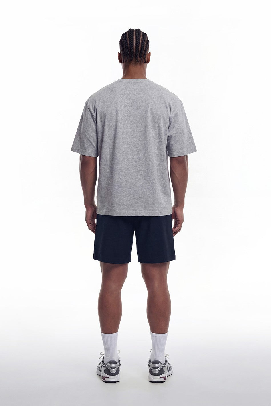 HDEX Baju Korea Olahraga Core Small Logo Giant Fit Short Sleeve Melange Gray Pria Fitness