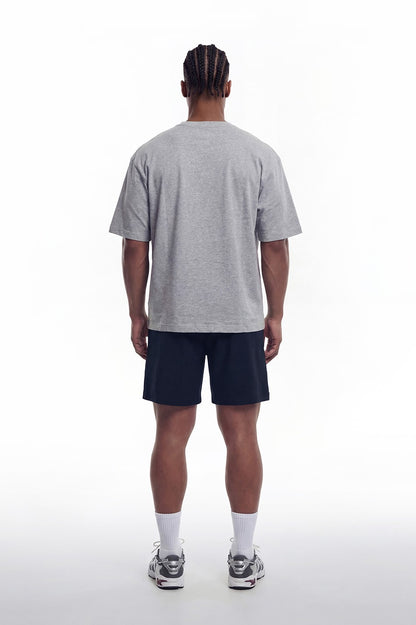 HDEX Baju Korea Olahraga Core Small Logo Giant Fit Short Sleeve Melange Gray Pria Fitness