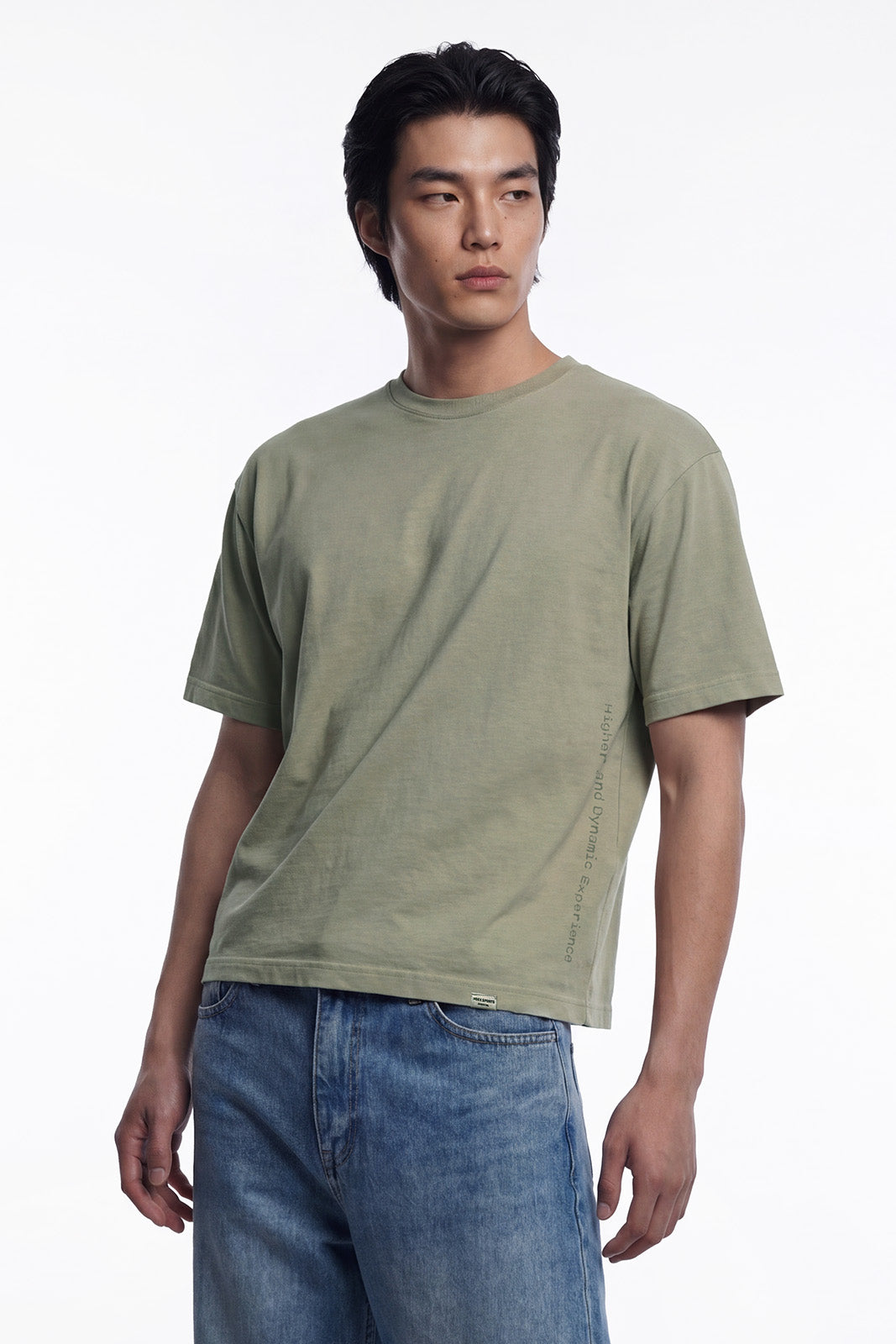 HDEX Baju Korea Olahraga Essential Pigment Short-Cut Sleeve Greige Pria Fitness