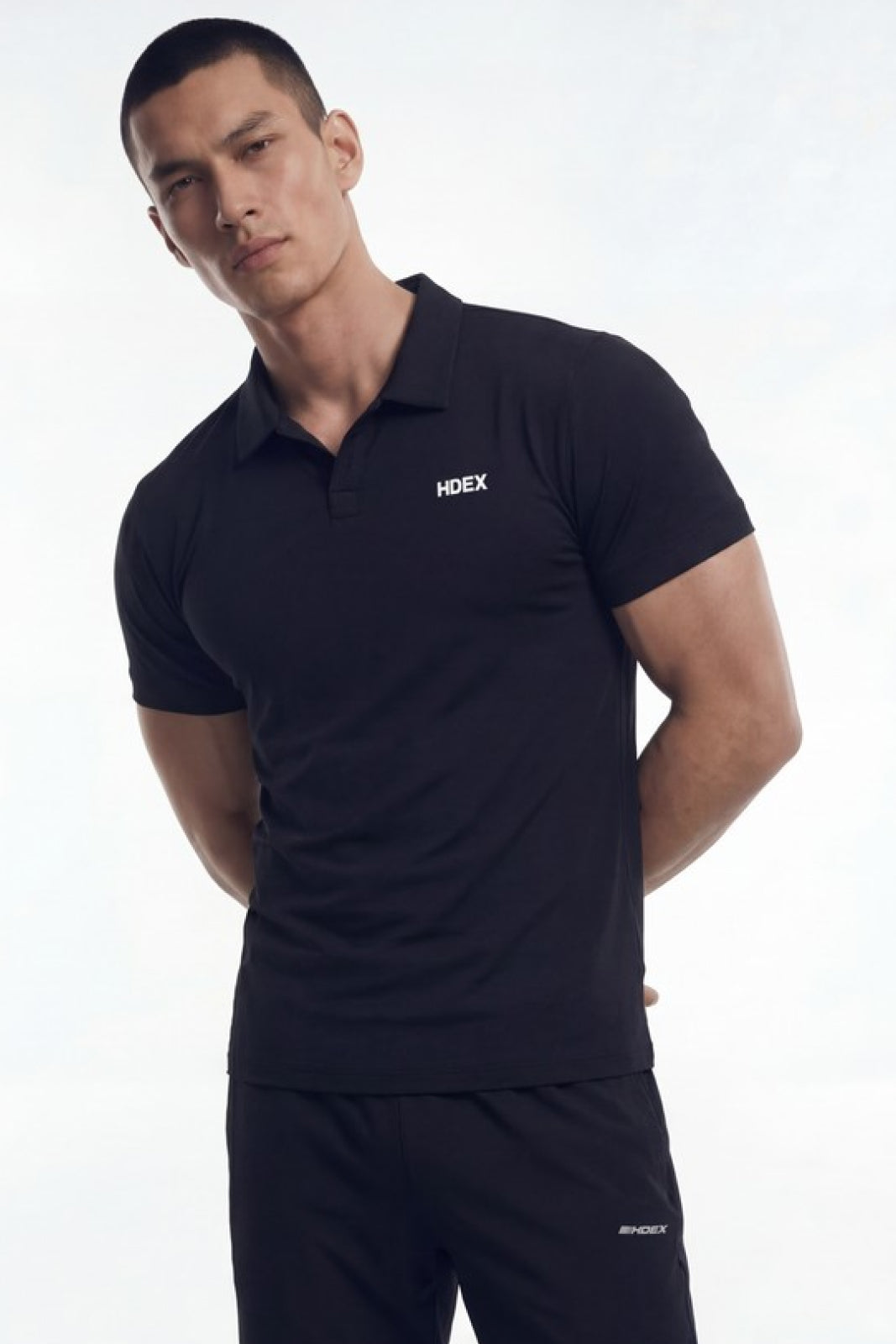 HDEX Baju Korea Olahraga EZ Muscle Fit Pique Short Sleeve Black Pria Fitness