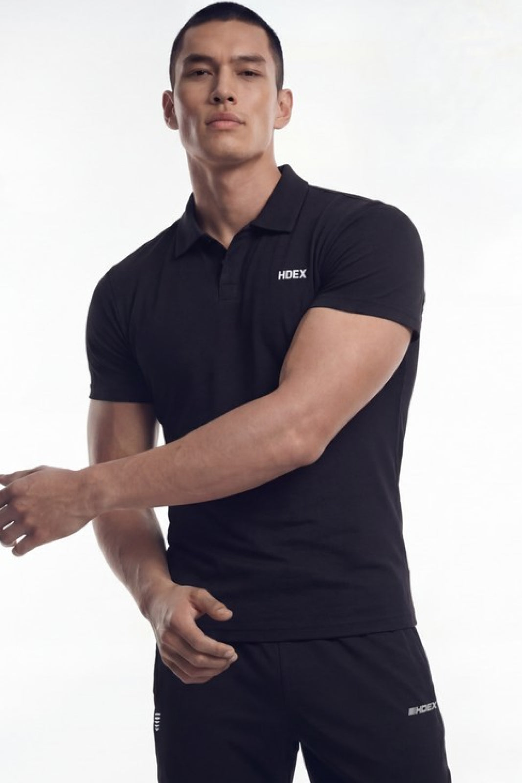 HDEX Baju Korea Olahraga EZ Muscle Fit Pique Short Sleeve Black Pria Fitness