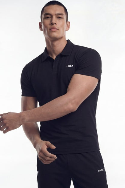 HDEX Baju Korea Olahraga EZ Muscle Fit Pique Short Sleeve Black Pria Fitness