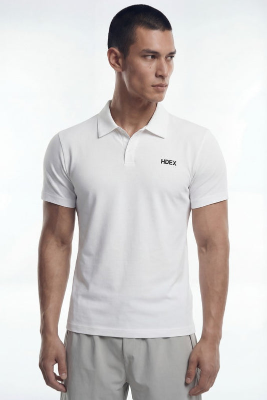 HDEX Baju Korea Olahraga EZ Muscle Fit Pique Short Sleeve White Pria Fitness