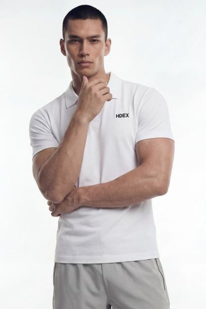 HDEX Baju Korea Olahraga EZ Muscle Fit Pique Short Sleeve White Pria Fitness