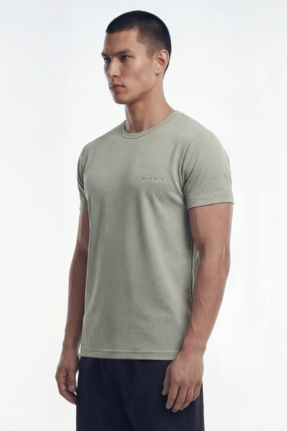 HDEX Baju Korea Olahraga Fine Motion Waffle Short Sleeve Greige Pria Fitness