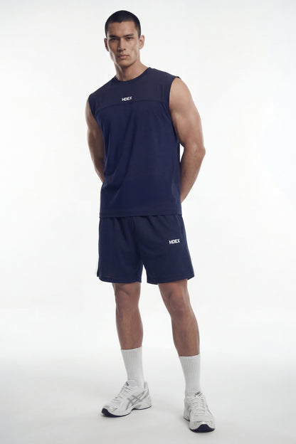 HDEX EZ Celana Korea Olahraga Dry Mesh Shorts Navy Pria Fitness