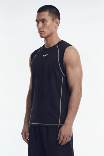 HDEX Baju Korea Olahraga Pro Muscle Fit Compression Tank Black Pria Fitness