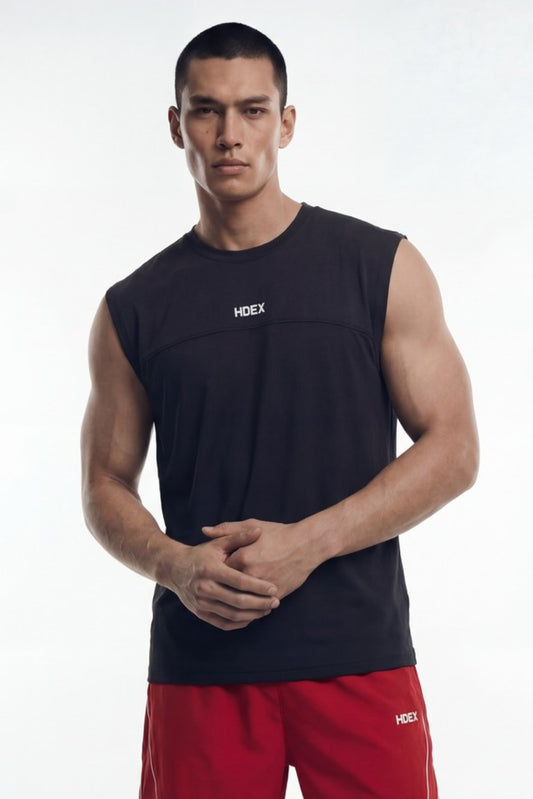 HDEX Baju Korea Olahraga Active Cutline Sleeveless Black Pria Fitness