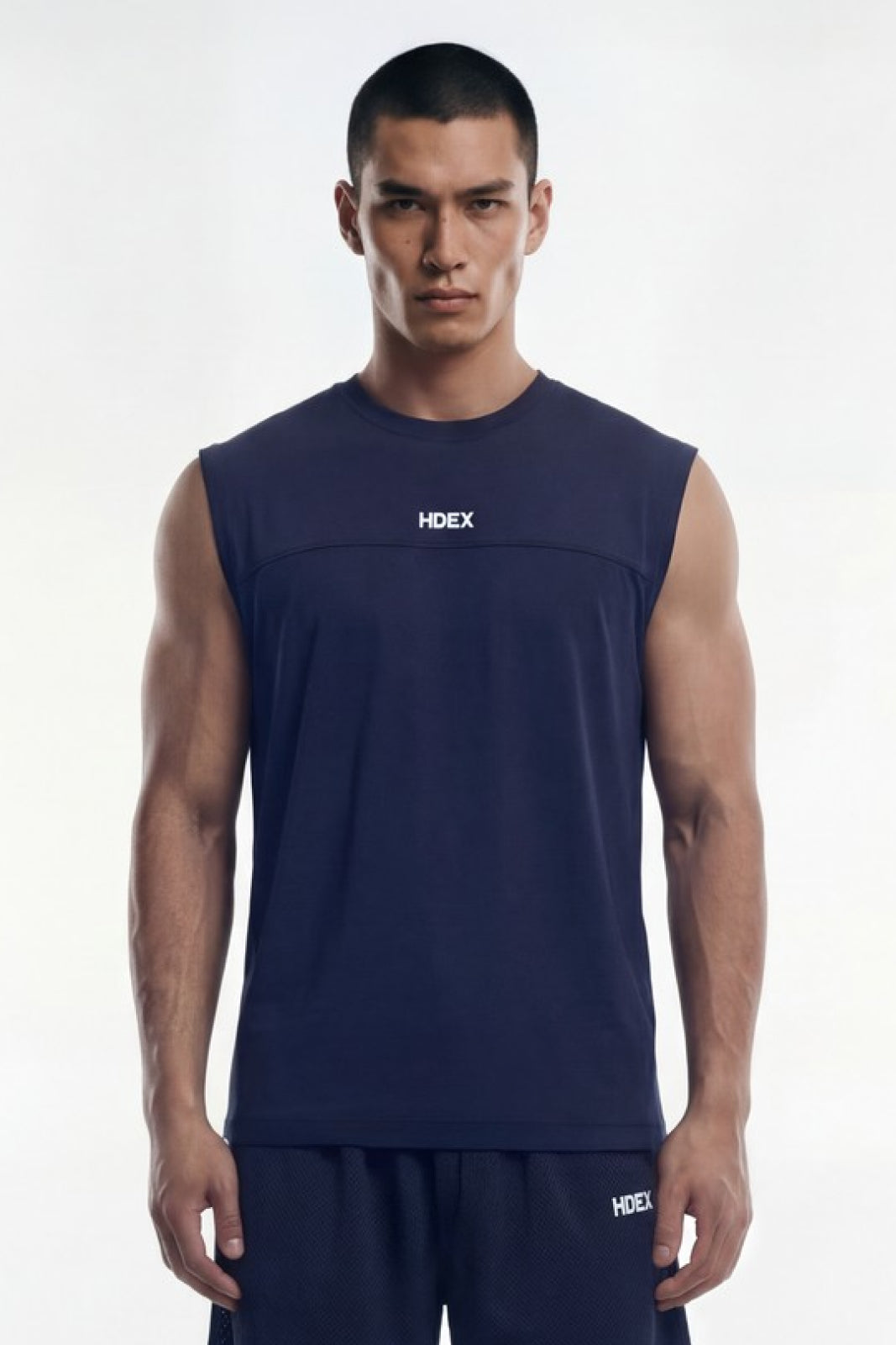 HDEX Baju Korea Olahraga Active Cutline Sleeveless Navy Pria Fitness