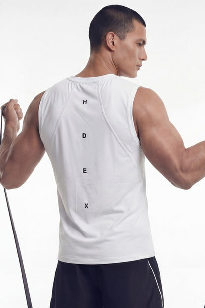 HDEX Baju Korea Olahraga Active Matches Regular Fit Sleeveless White Pria Fitness
