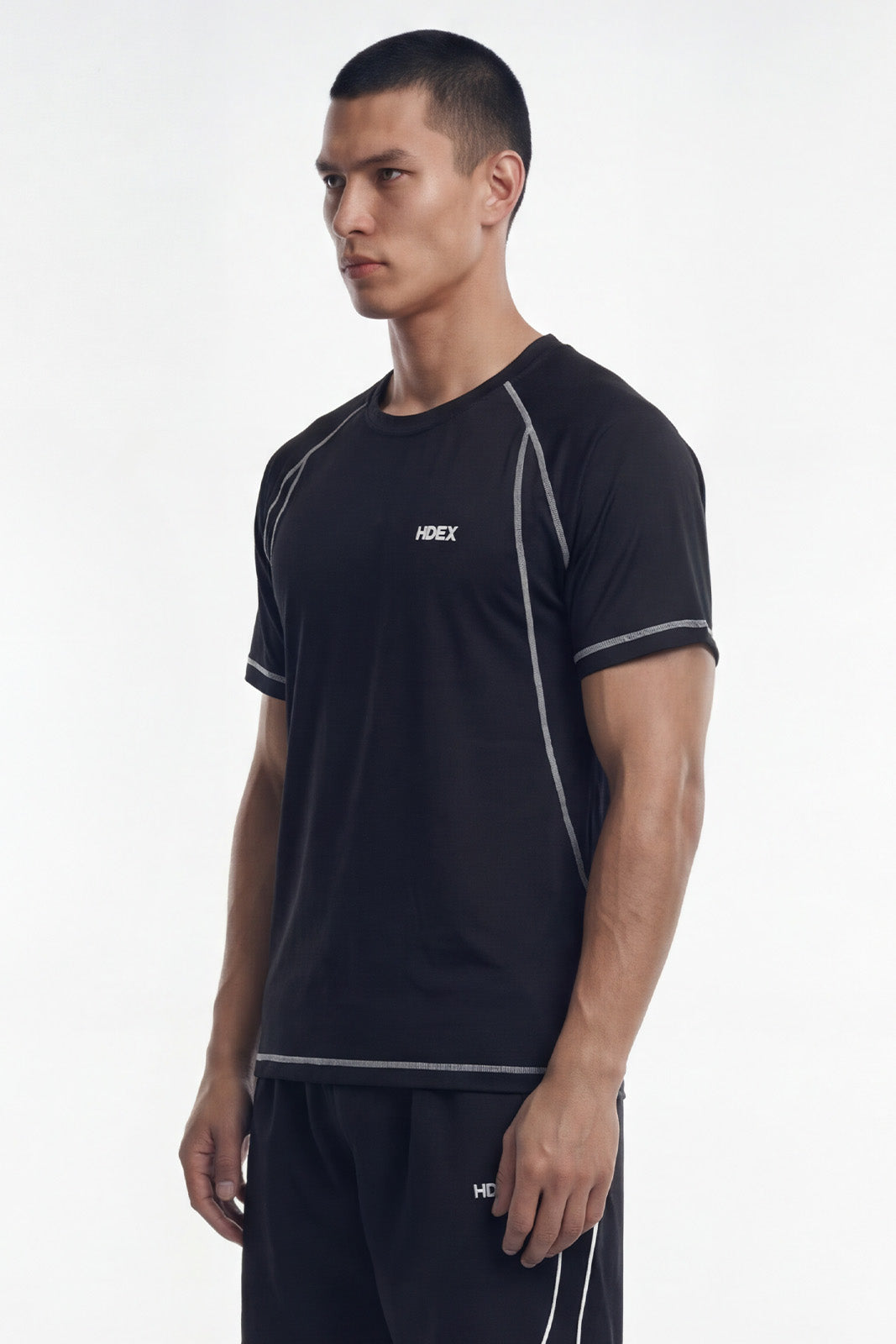 HDEX Baju Korea Olahraga Pro Muscle Fit Compression Short Sleeve Black Pria Fitness
