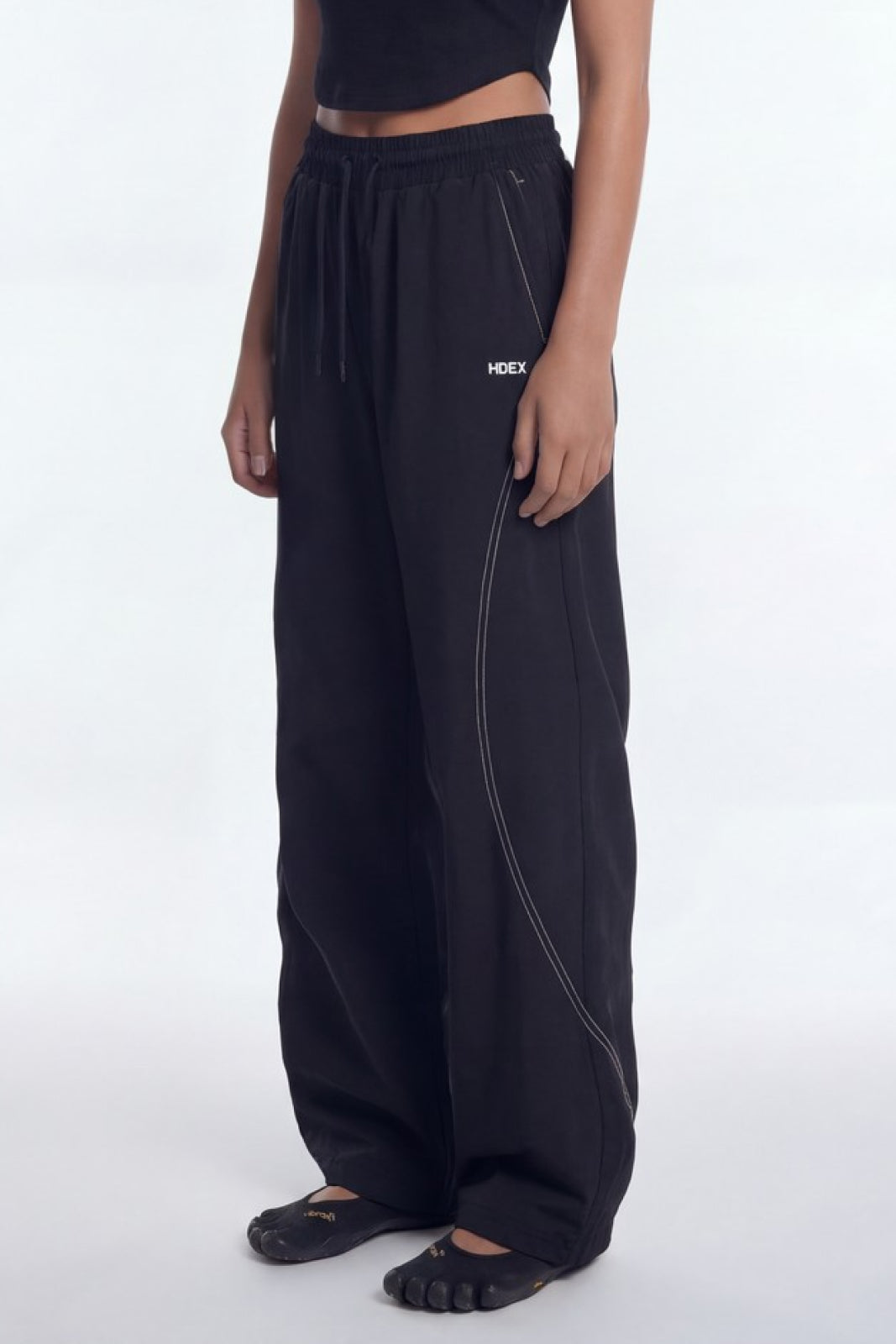HDEX Celana Korea Olahraga Stitch Curved Nylon Span Pants W Black Wanita Fitness