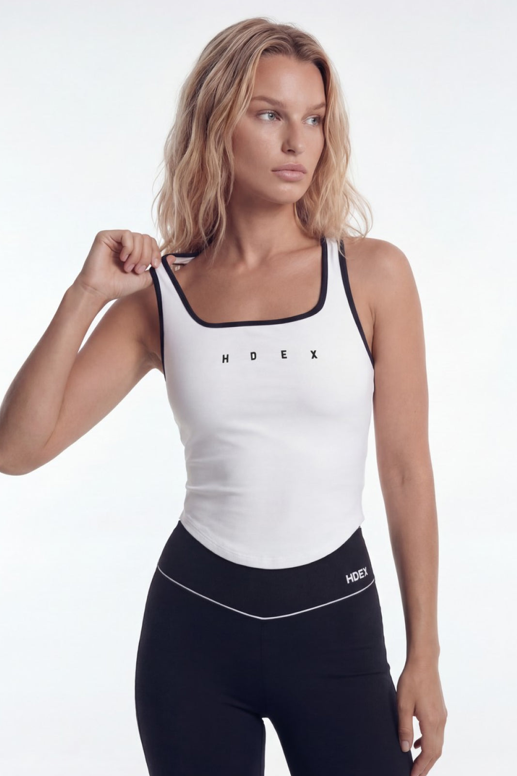 HDEX Sophie Square-Neck Crop Bra Top White
