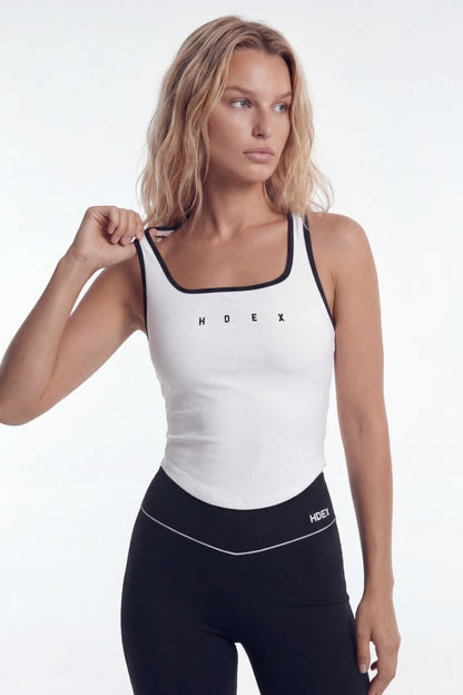 HDEX Sophie Square-Neck Crop Bra Top White