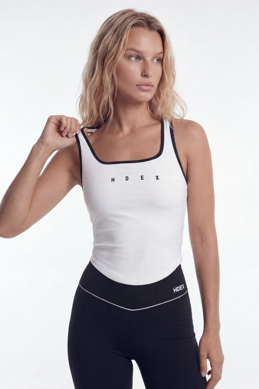 HDEX Sophie Square-Neck Crop Bra Top White