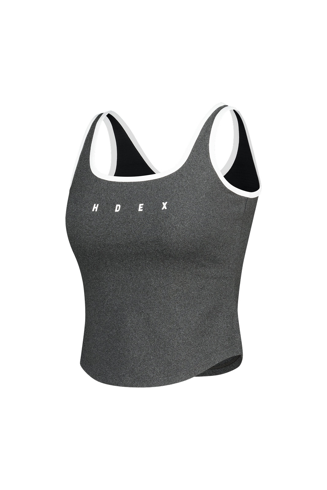 HDEX Sophie Square-Neck Crop Bra Top Melange Charcoal